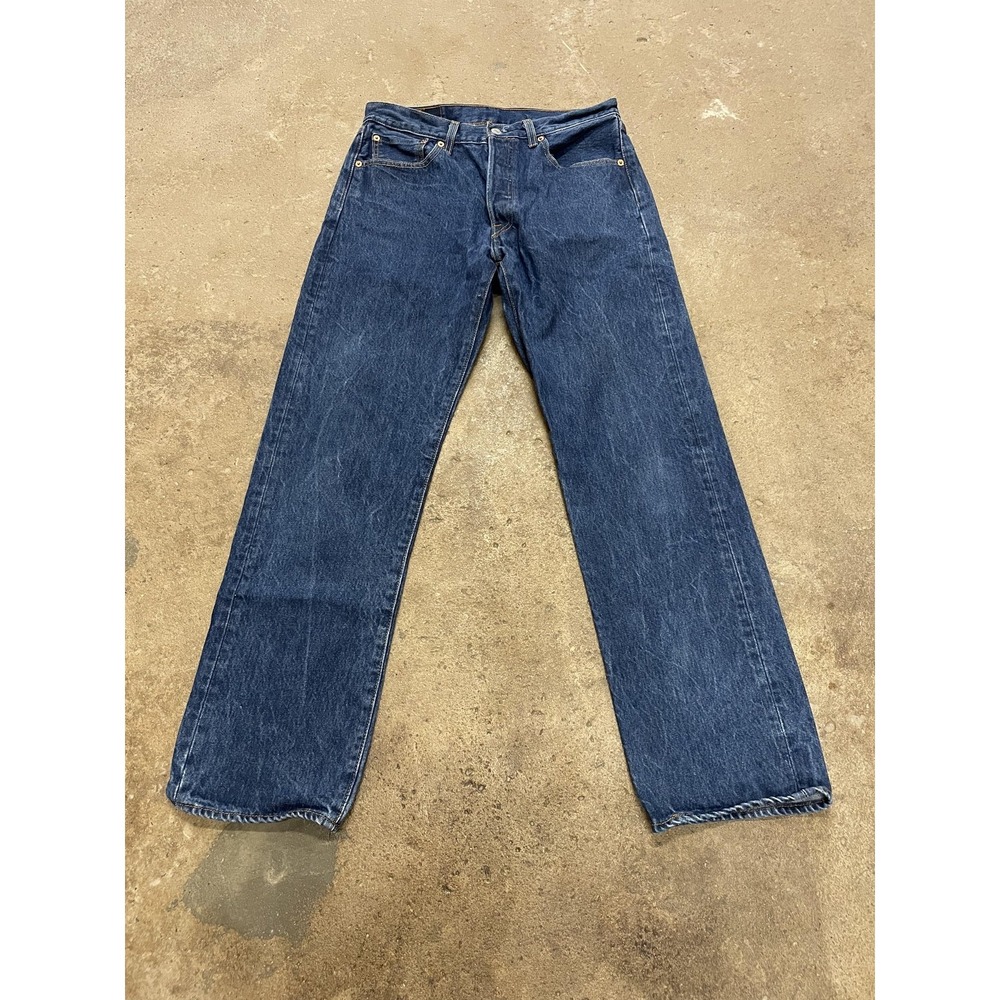 Levis 501 Jeans Mens 33x34 Medium Wash Blue‎ Straight Leg Button Fly Waterless